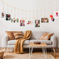 Wall Hanging Photo Display Wooden Beads Garland Photo Holders with 9 Wood Clips