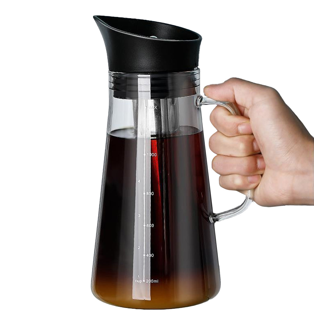 Durable Glass Cold Brew Coffee Maker with Airtight Lid