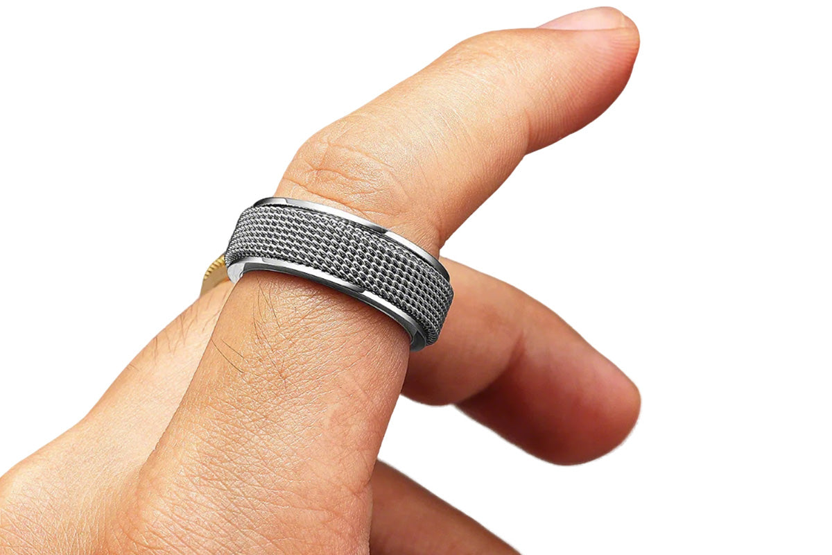 Titanium Steel Spinner Ring Set Silver Black Gold Relaxing Rotating Rings