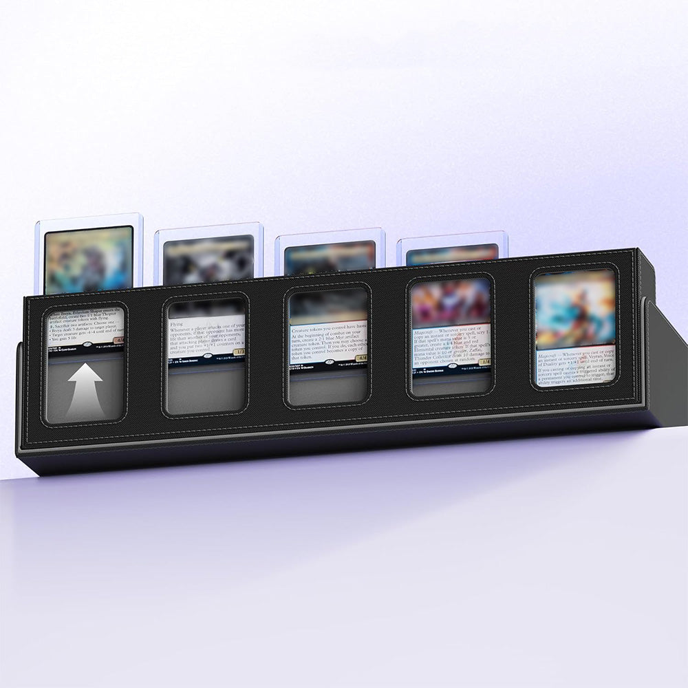 5 Row Trading Card Storage Box with Display Slot Removable Attachment Cover