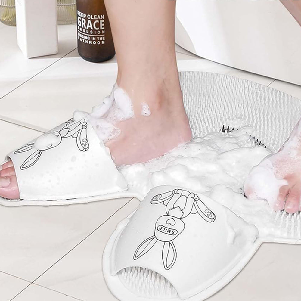 Shower Foot Scrubber Mat Rabbit-Shaped Silicone Foot Scrubber Pad