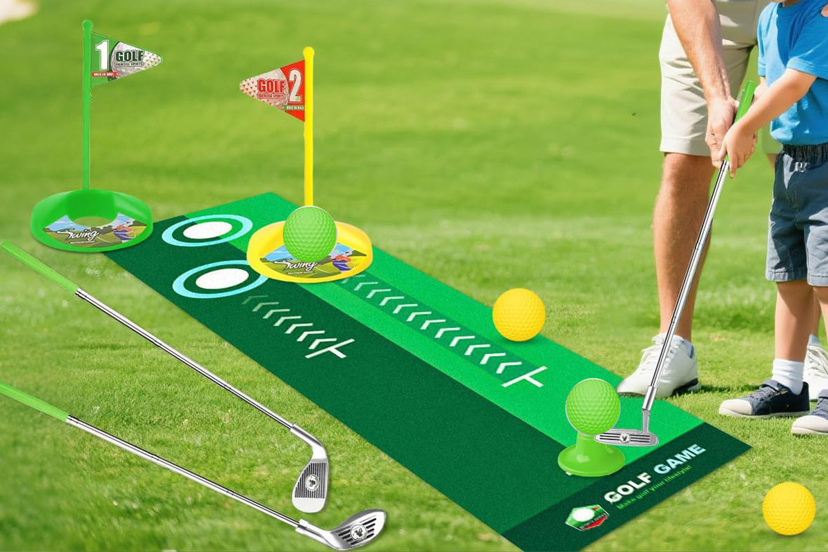 Toy Golf Set with Tiger Automatic Ball Returner Golf Clubs Putter Mat for Indoor Outdoor Play