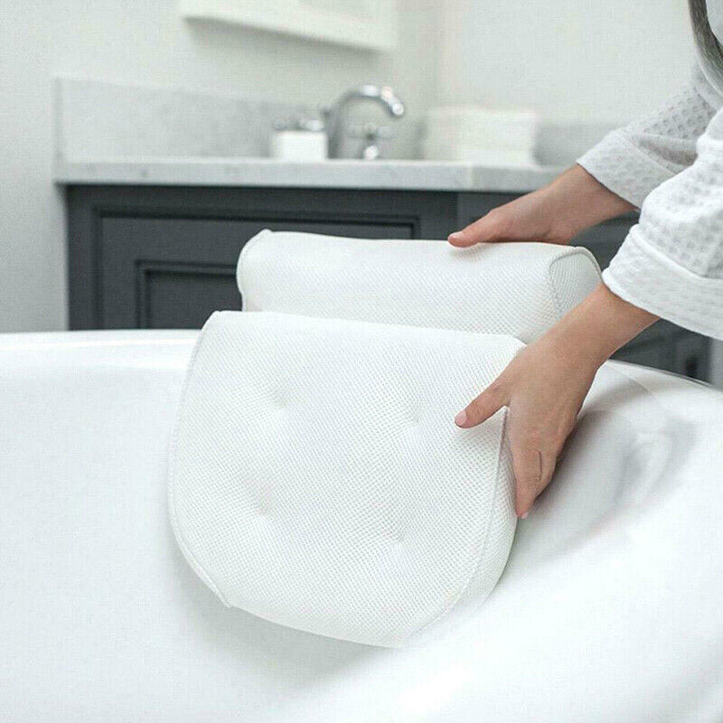 3D Mesh Bath Pillow with Suction Cups Back Neck Support for Bathtub Spa