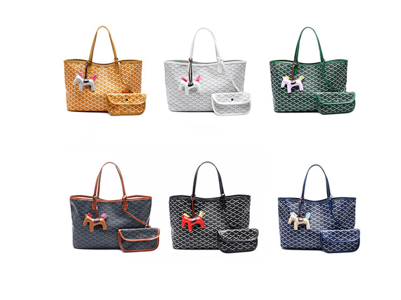 Women's Goyard Inspired Tote Bag with Wallet