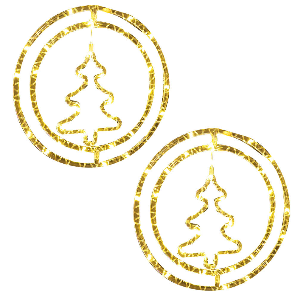 2Pcs Christmas LED Decoration Lights Battery Operated Double Ring LED String Christmas Decoration