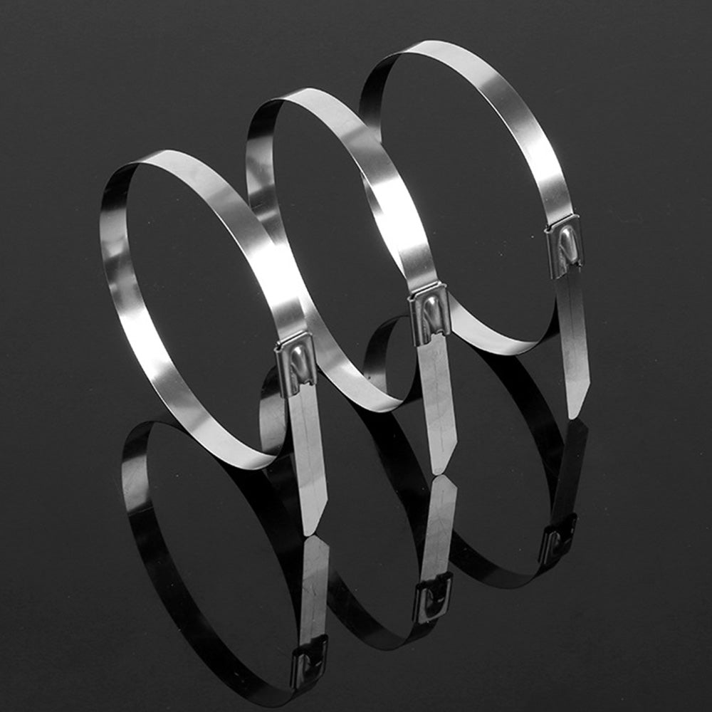 100Pcs 304 Stainless Steel Self-Locking Cable Ties 0.46 cm Wide 15 or 30 cm