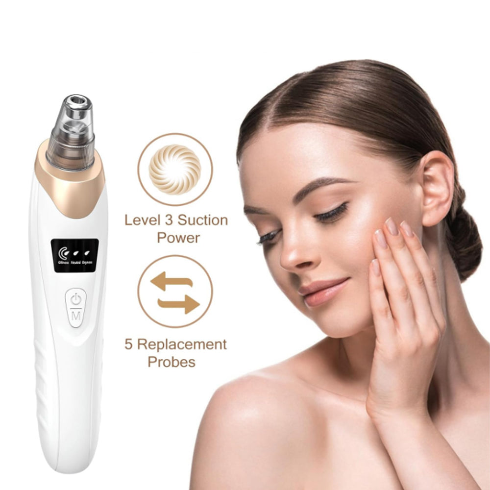 2Pcs Vacuum Blackhead Remover Facial Skin Pore Acne Pimple with 5 Suction Probes 4 Acne Needles