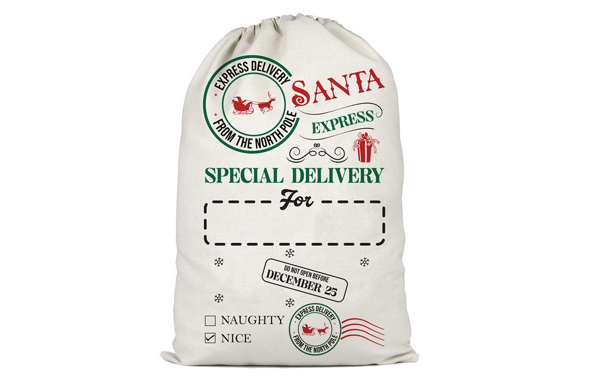 2Pcs Christmas Gift Canvas Bags Santa Sacks Drawstring Christmas Bags