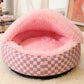 Plush Cushioned Hooded Winter Pet Bed