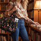 Corduroy Tote Bag with Side Water Bottle Pockets Large Shoulder Bag Casual Handbag