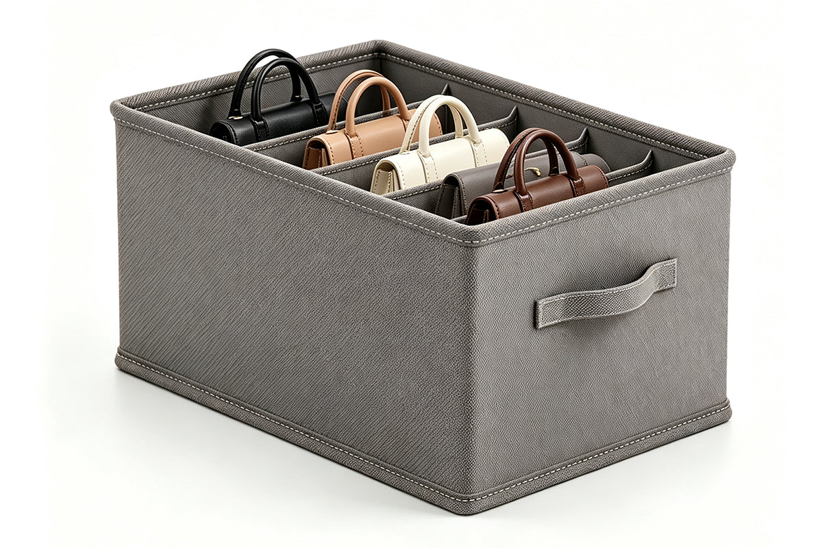 5-Compartment Fabric Clothes Storage Box with Handle Divided Closet Organizer for Wardrobe