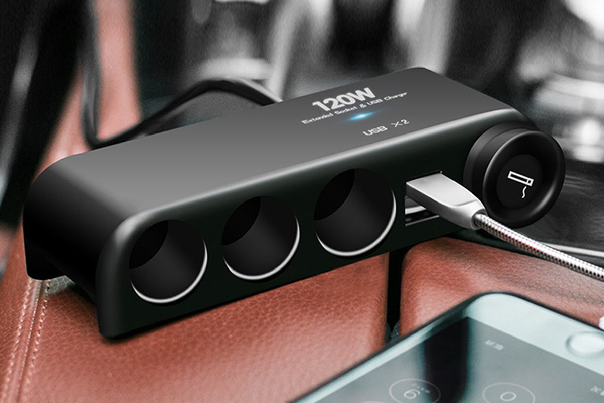6in1 Car Charger with Dual USB and Cigarette Lighter Socket for 12V 24V Vehicles