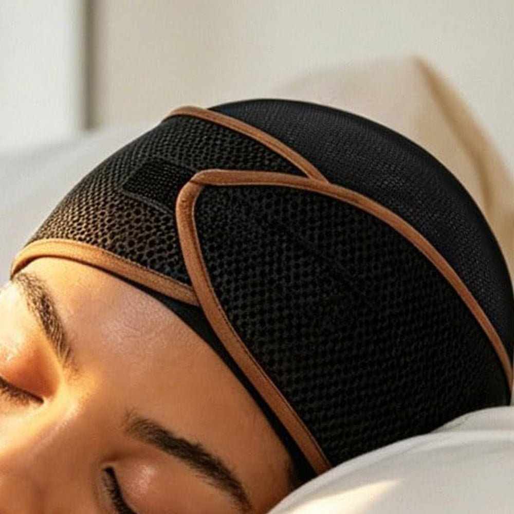 2-in-1 Mesh Sleep Hair Band with Hook and Loop for Short Hair Overnight