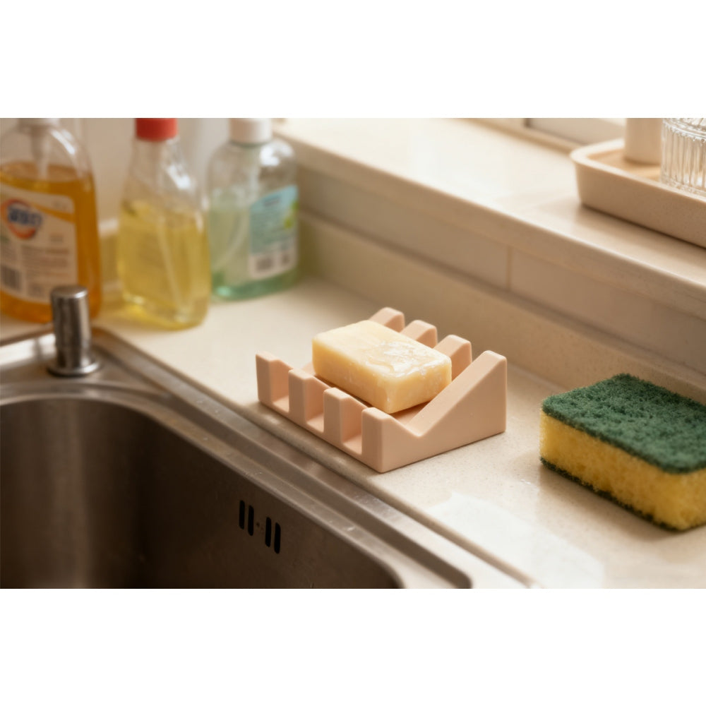 2Pcs Silicone Soap Dish Holder Set Non-Slip Draining Soap Box