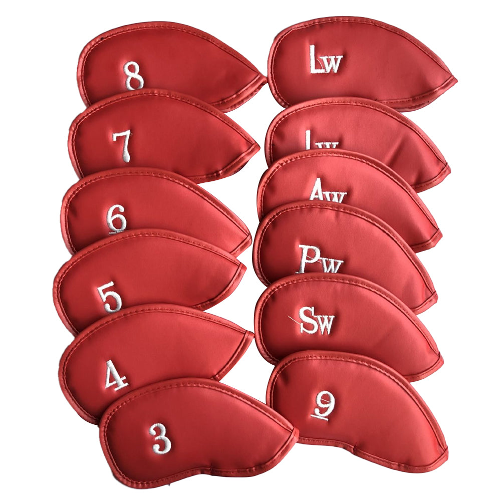12Pcs PU Leather Head Cover Golf Iron Club Putter Head Cover