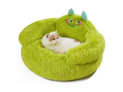 Green Monster Anti-Anxiety Plush Bed for Small Pets