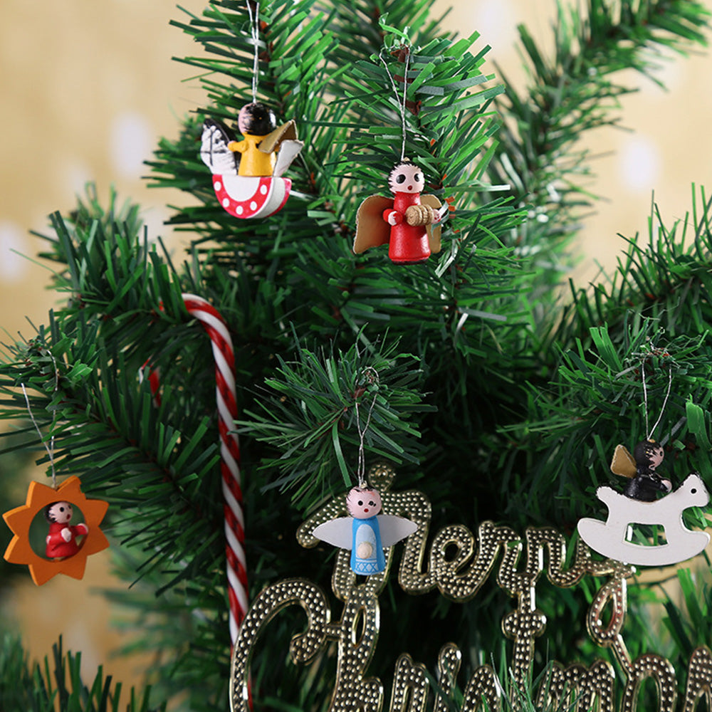 48pcs Wooden Christmas Tree Ornaments Set for Holiday Decoration
