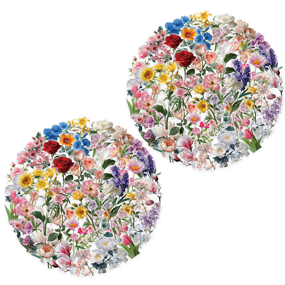 50 Pcs Floral Transparent PET Stickers DIY Decals for Phone Case Cup Laptop