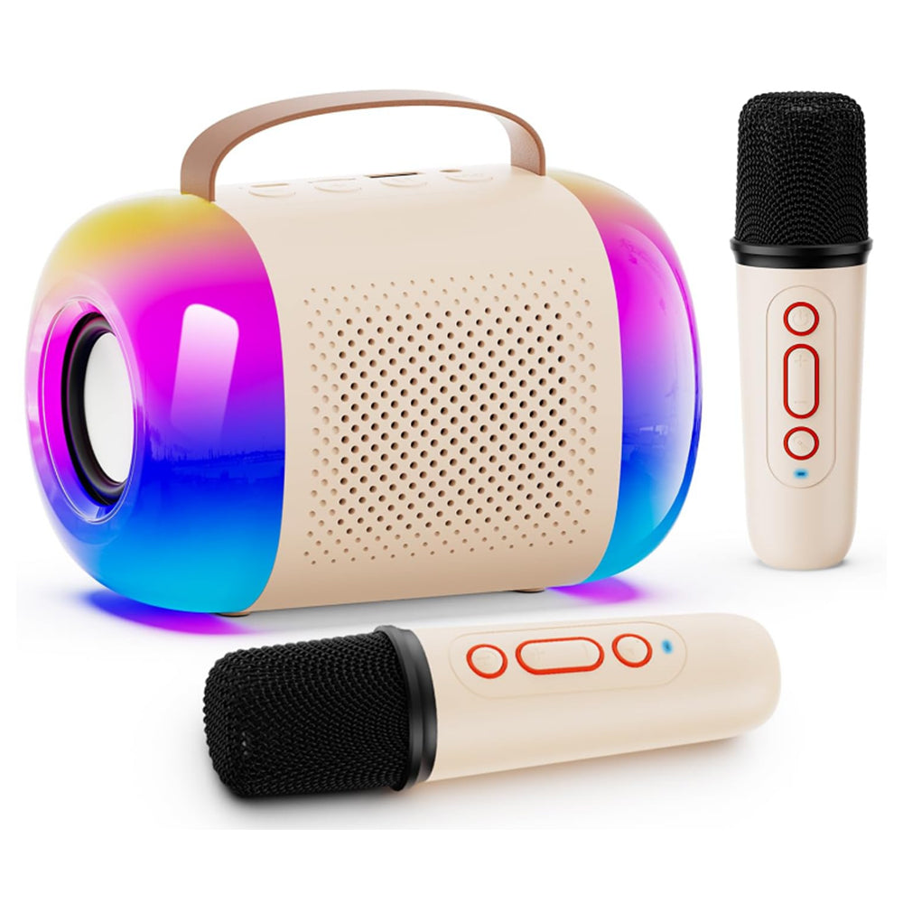 Mini Karaoke Machine Portable Bluetooth Speaker with 2 Wireless Microphones