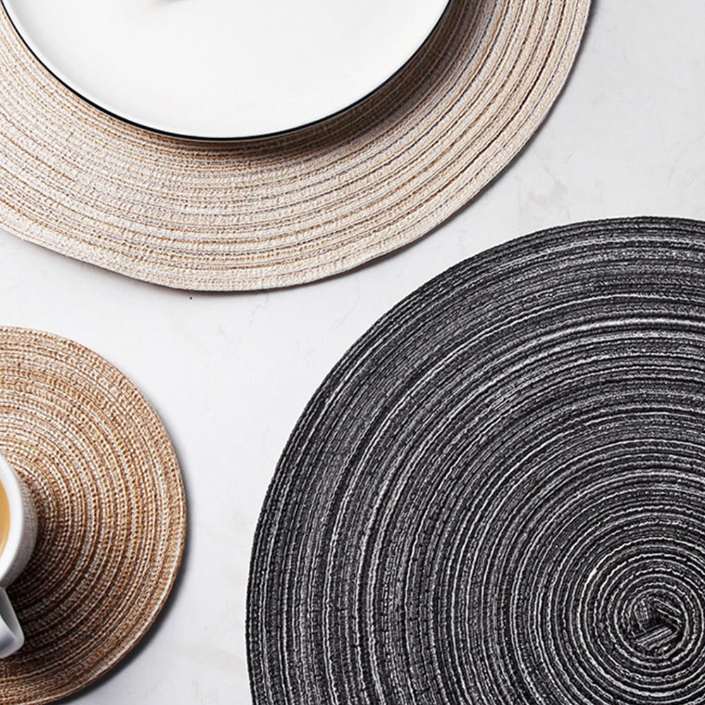 Round Braided Placemats Set of 4 Washable Place Mats for Dining Tables