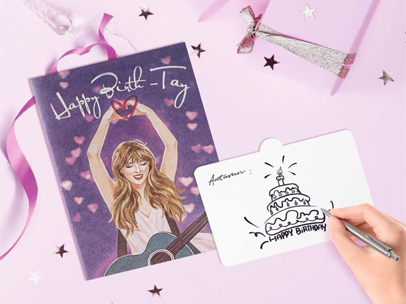 Taylor Swift Inspired Foldable 3D Birthday Greeting Card with Envelope Blank Card