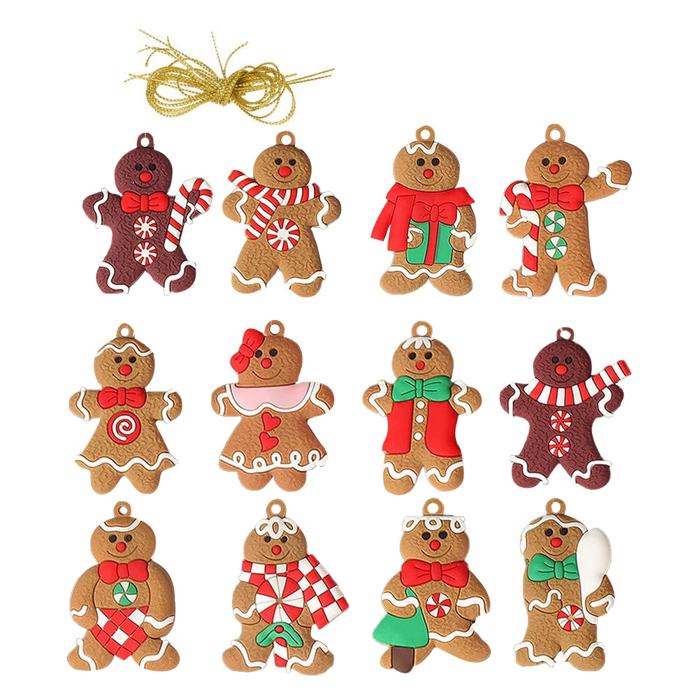 12Pcs Gingerbread Man Christmas Tree Hanging Pendants