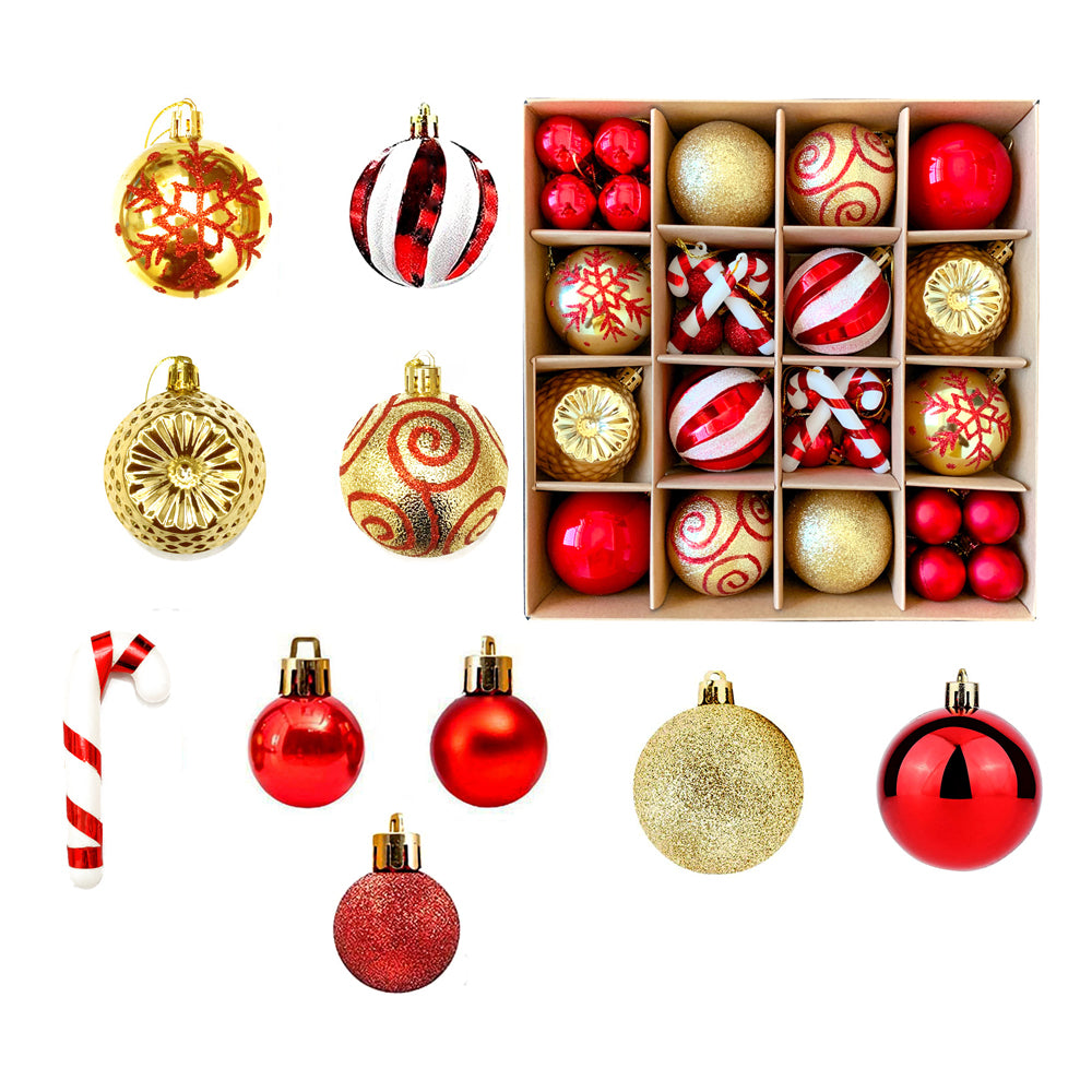 Christmas Ball Ornaments Christmas Tree Decoration-Red and Gold
