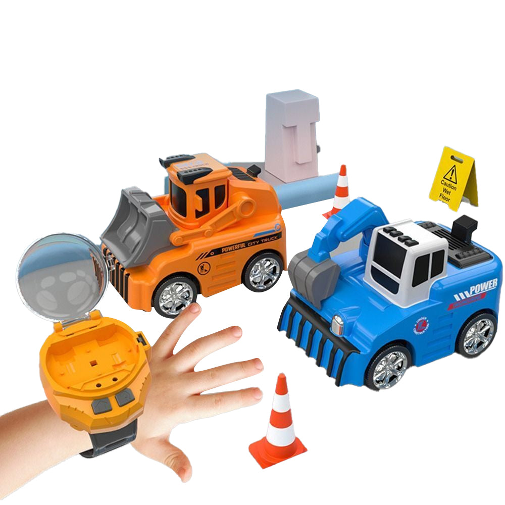 2Pcs Mini Remote Control Bulldozer Watch Toy with USB Charging