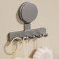5 Hook Suction Cup Towel Rack Wall Mounted No Drill Bathroom Holder for Shower