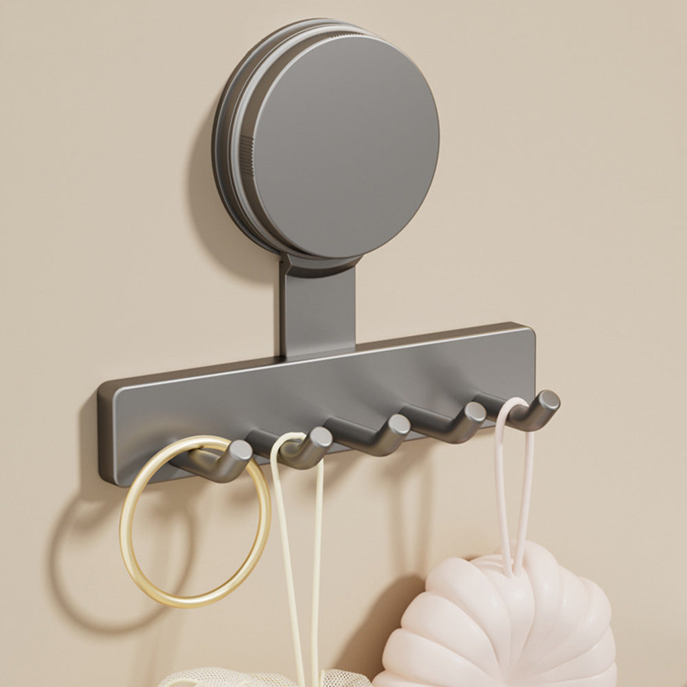 5 Hook Suction Cup Towel Rack Wall Mounted No Drill Bathroom Holder for Shower