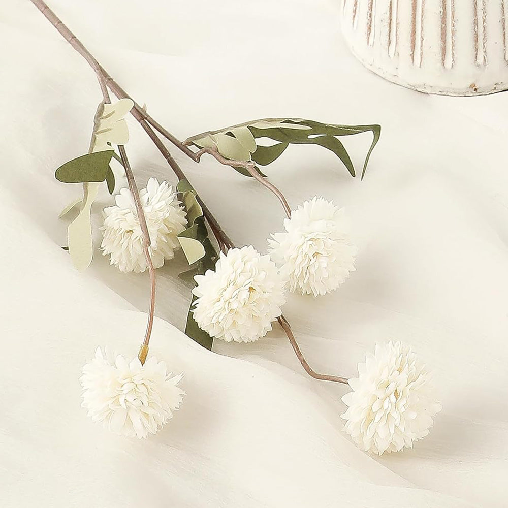 5 Pack Stem Cloth Dandelion Ball Artificial Flowers with Bendable Stems