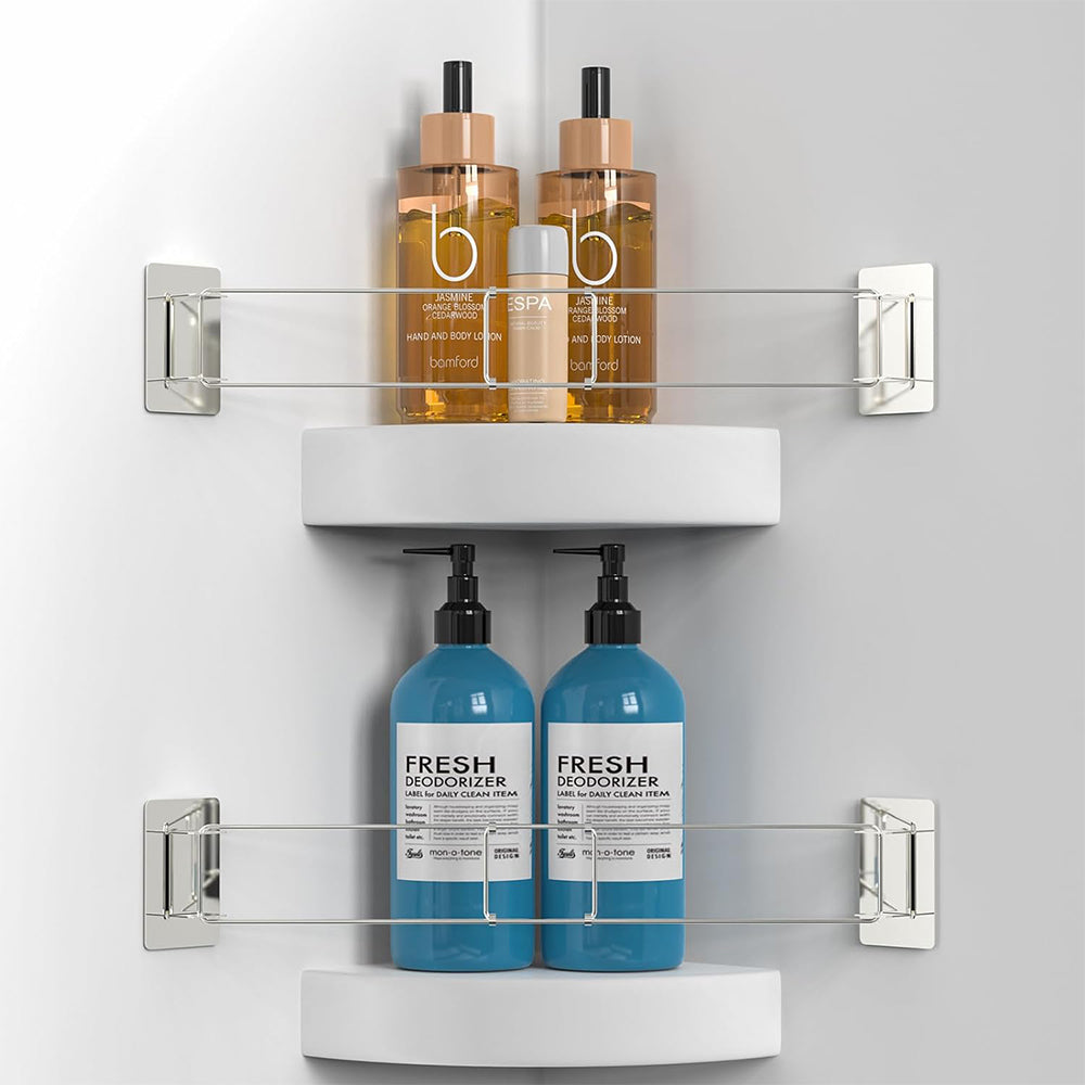 2Pcs Extendable RV Shower Corner Storage Bar