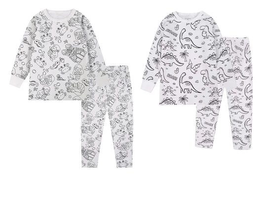 DIY Hand Painted Colorable Pajamas Set for Kids