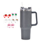 40oz Stainless Steel Water Tumbler with 10Pcs Cute Silicone Straw Caps For Stanley  Cup