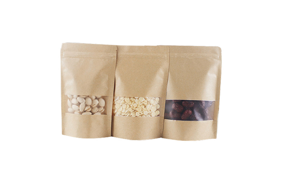 100Pcs 9x14cm Resealable Kraft Paper with Visible Window