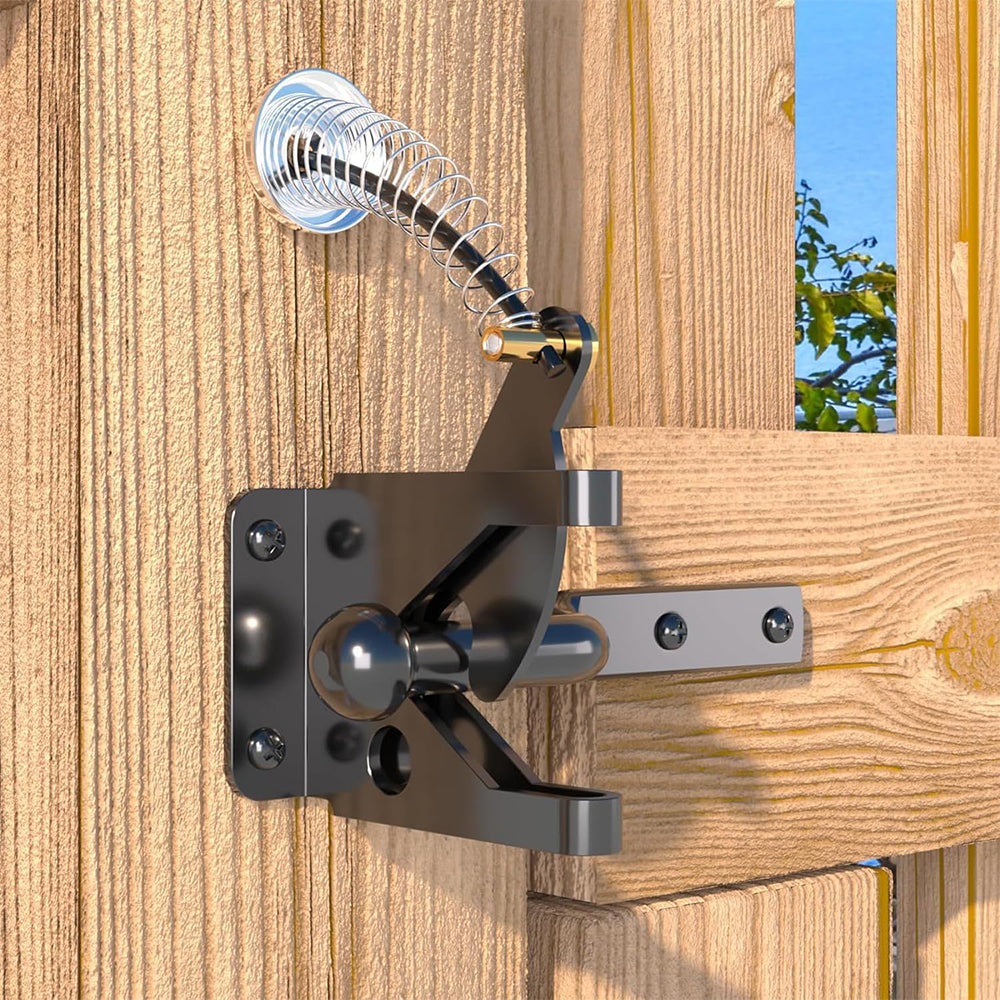 2Pcs Stainless Steel Spring Cable Pull Self-Locking Gate Latch Fit for Wooden Fence Gate