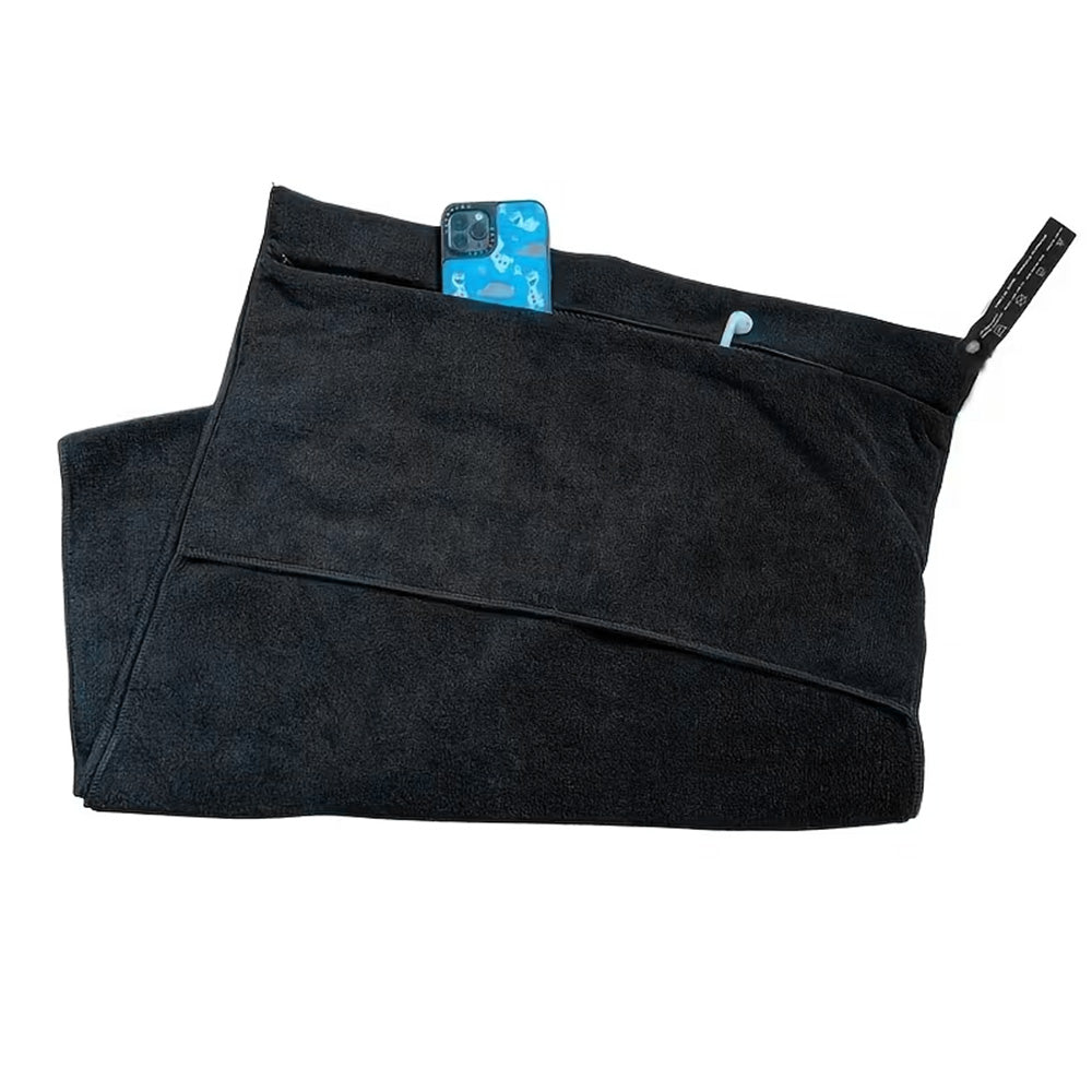 120x50cm Quick Dry Microfibre Gym Towel with Pocket and Silicone Base