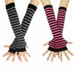 3 Pairs Women Fingerless Arm Warmers Striped Knit Winter Gloves