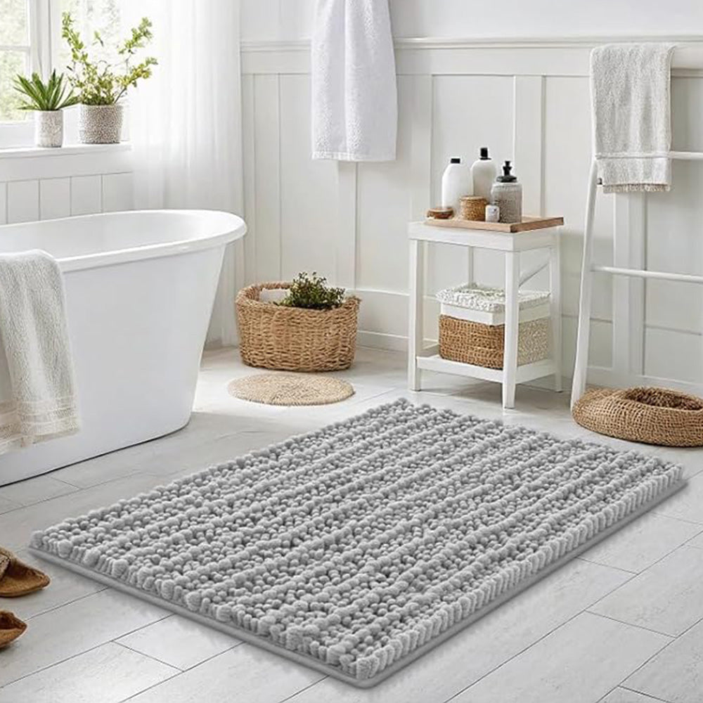 Chenille Fabric Bathroom Rugs Mat With Non Slip Rubber Backing Home Decor Accessories