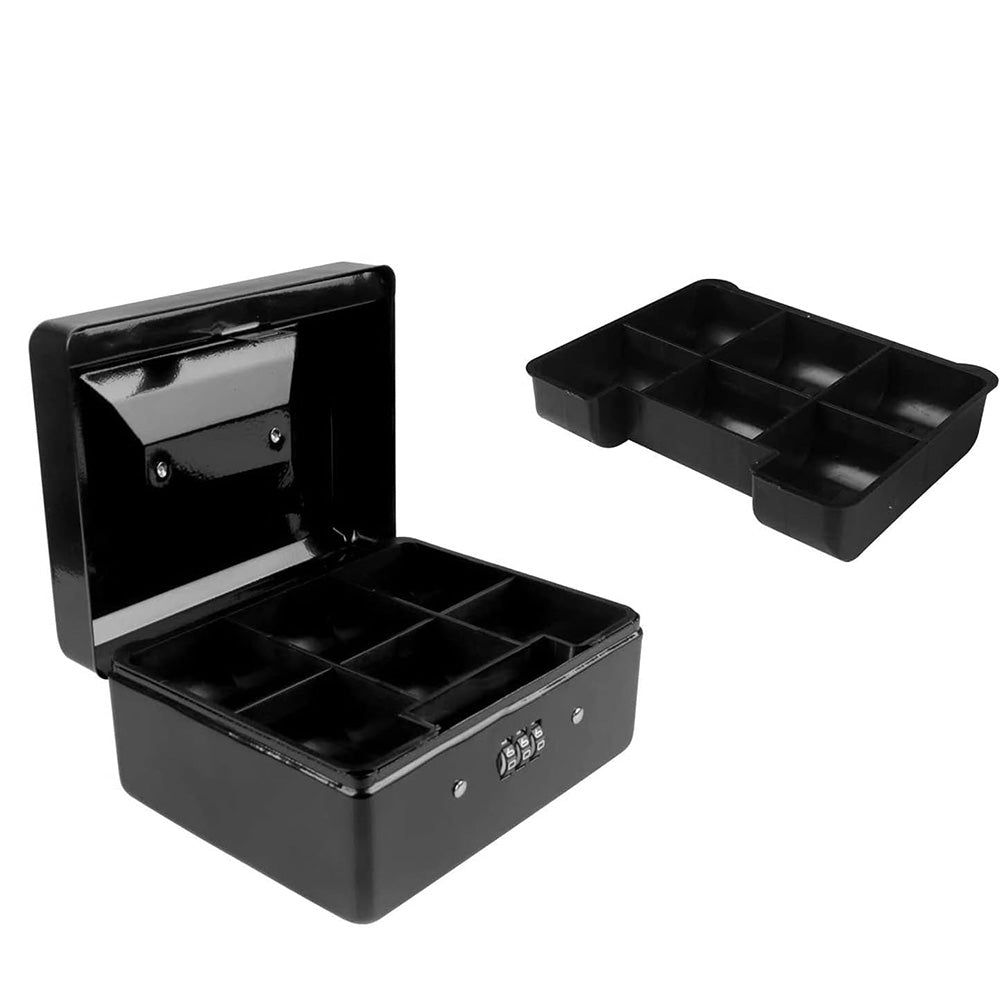 Lockable Cash Box Deposit Petty Cash Money Box with Code Lock Security Safe