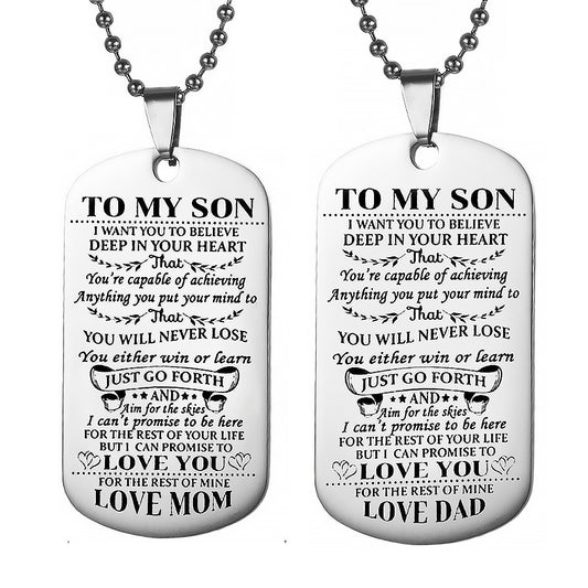 2Pcs To My Son Inspirational Necklace Gift-Parents For Son
