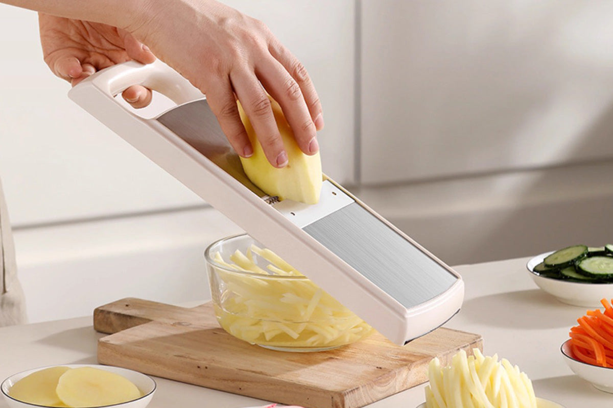 Kitchen Vegetable Slicer with 5 Blades Stainless Steel Cutter with Colander