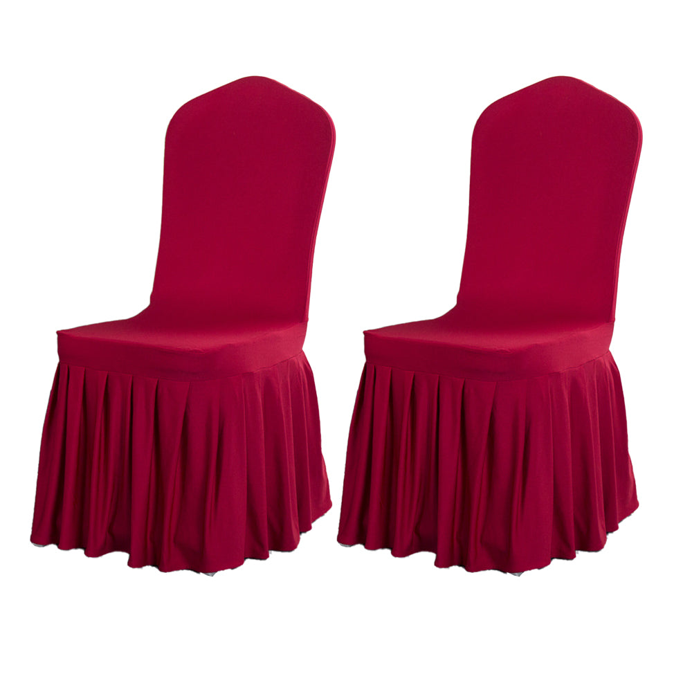 2Pcs Stretch Pleated Solid Colour Chair Cover