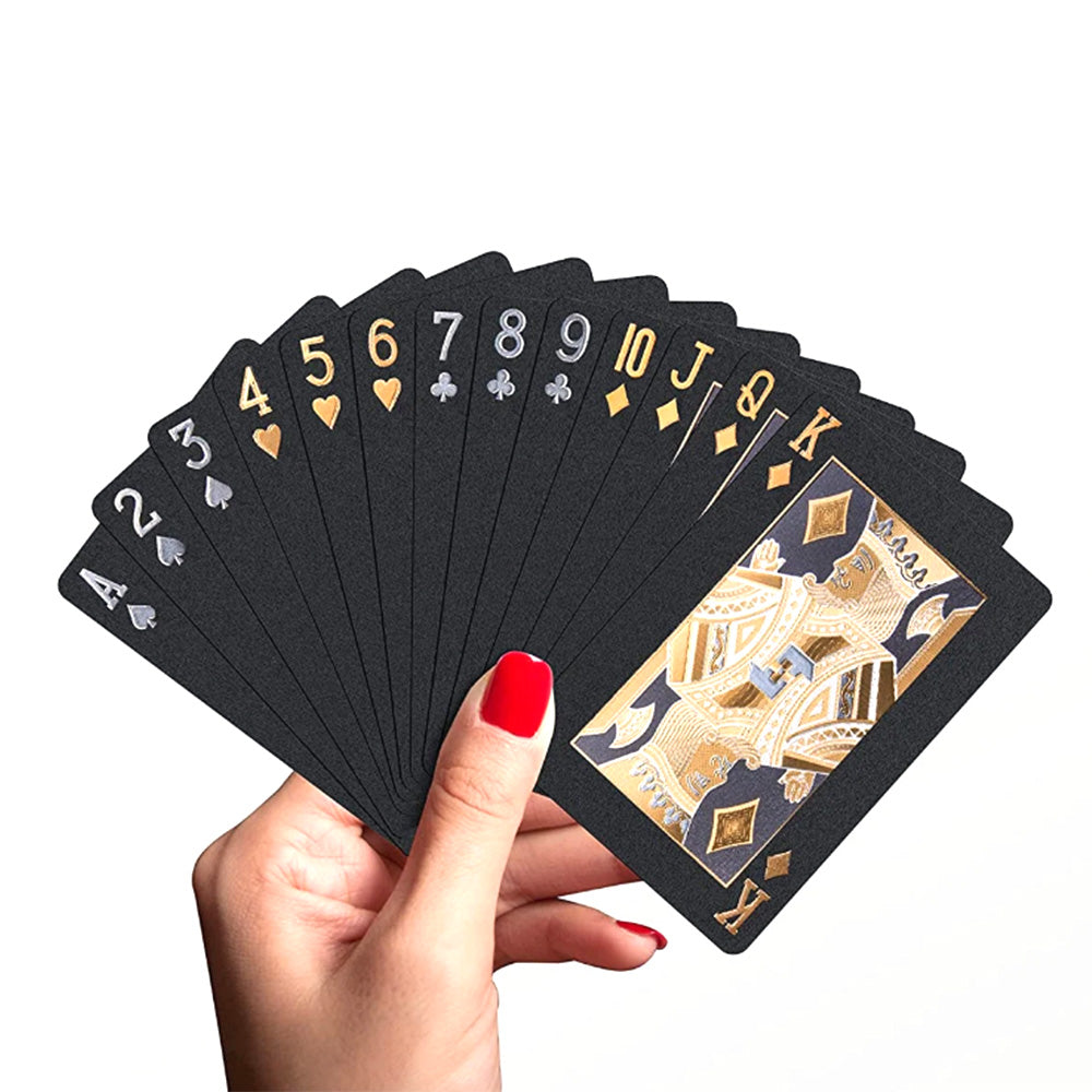 Waterproof Playing Cards PVC Plastic Poker Deck Black & Gold Skull Design