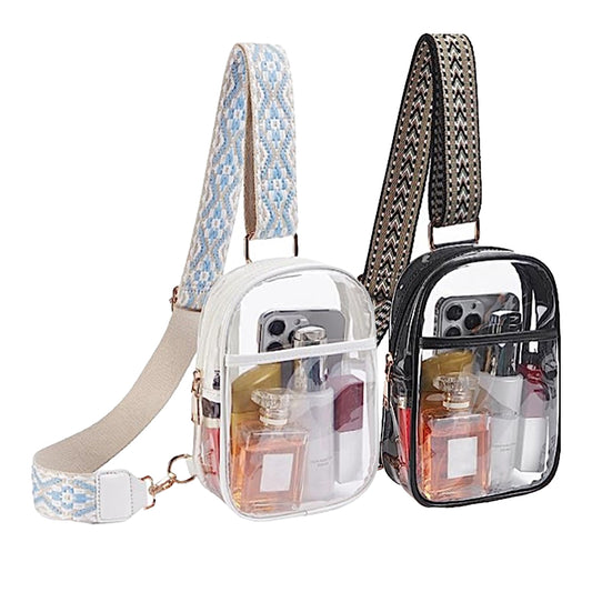 2Pcs Clear Stadium Approved Crossbody Bag Stylish Chest Bag-Black and White