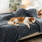 Water-Resistant Reversible Flannel Blanket Machine-Washable for Bed Sofa Camping-Grey