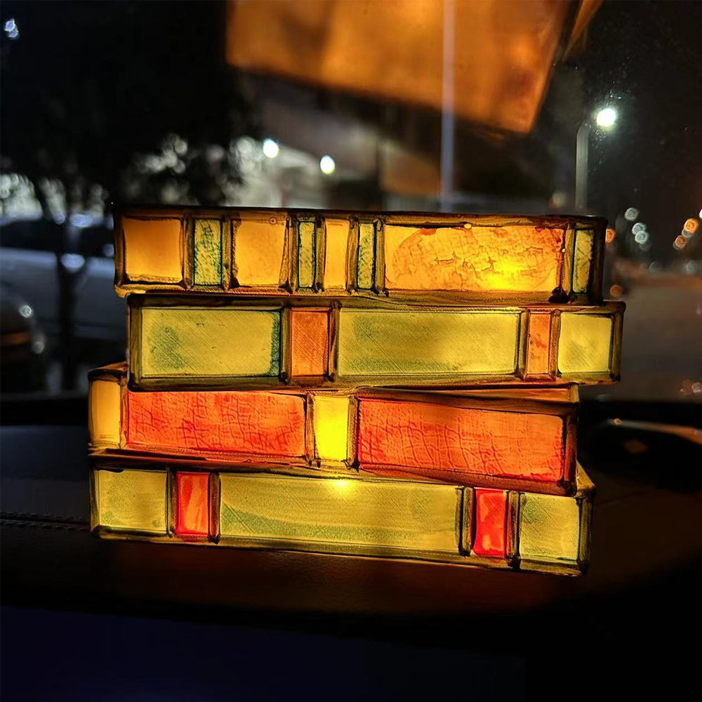 Resin Stained Stacked Books Lamp