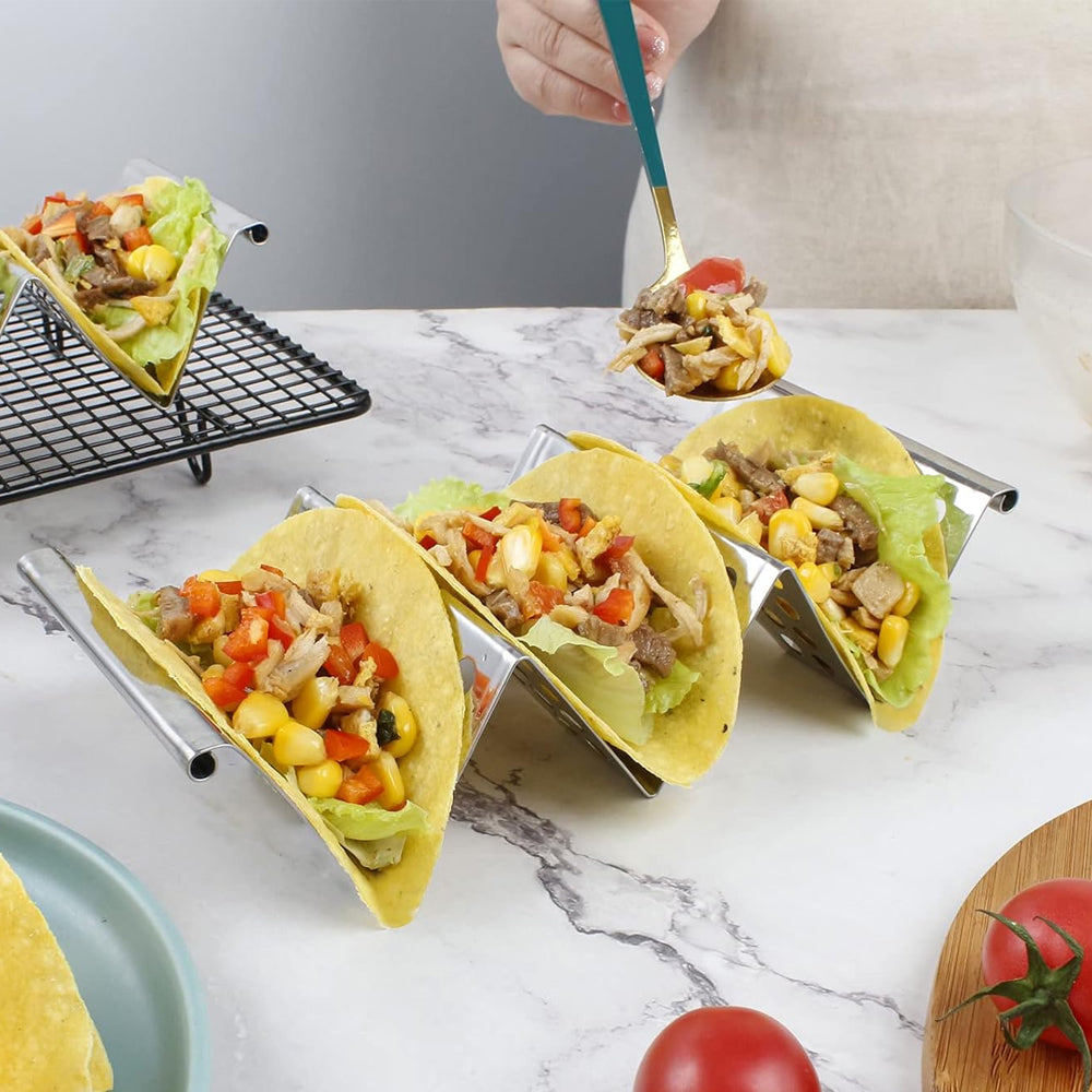 4Pcs Stainless Steel Taco Holder Hold 2 or 3 Tortillas