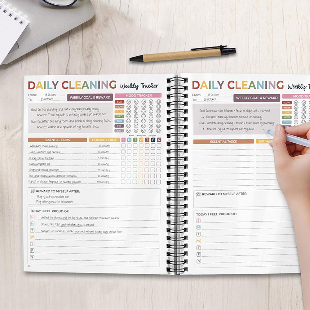 Cleaning Planner Schedule And Checklist Organizer Household Chore Chart Notebook
