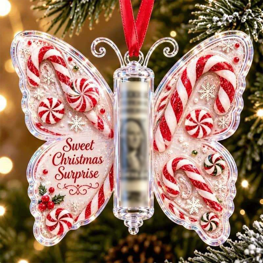 4 Pack Acrylic Christmas Cash Gift Ornaments with Money Holder Slots